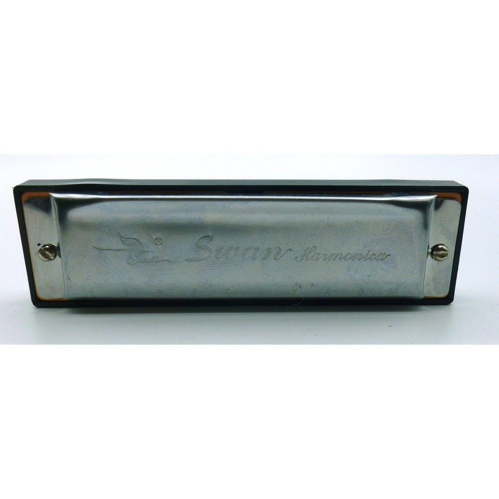 Swan Harmonica 10 Holes - Silver & Black